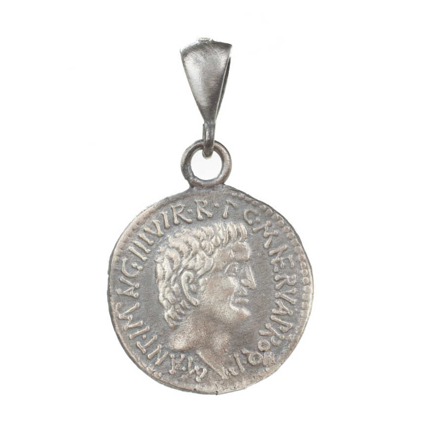 925 Sterling Silver Caesar Figure Medallion Pendant