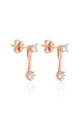 Sterling Silver Zircon Double Stone Stud Earrings