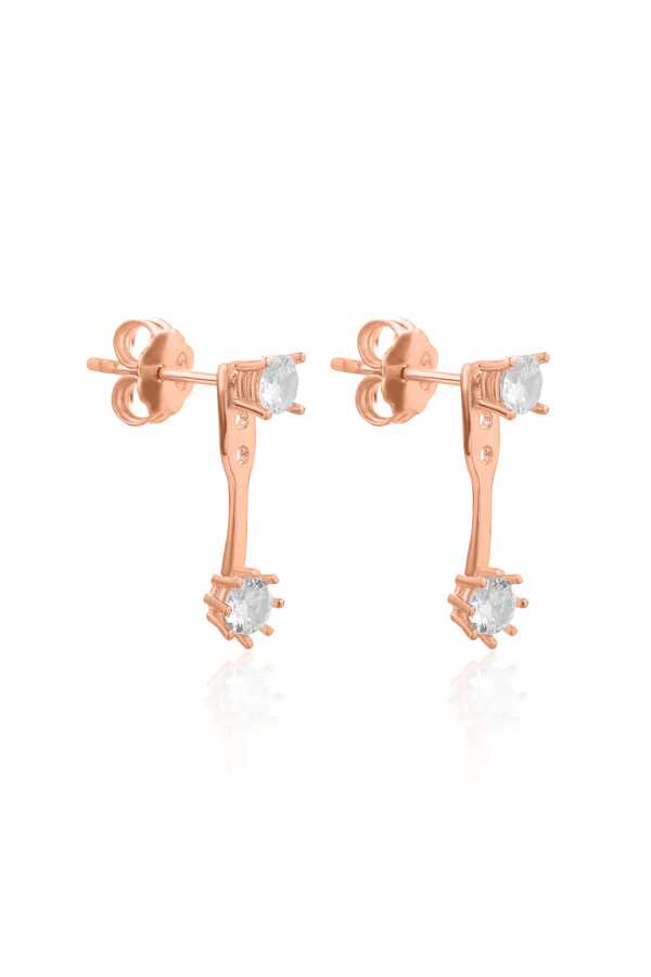 Sterling Silver Zircon Double Stone Stud Earrings