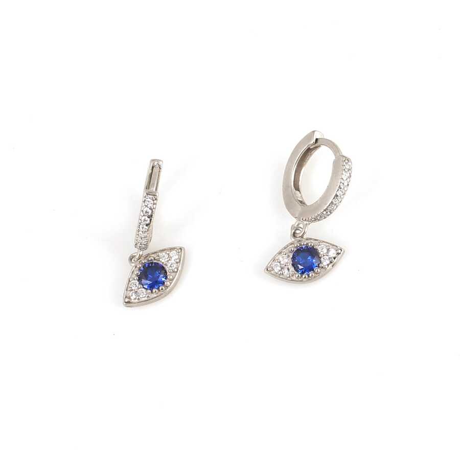 Premium 925 Sterling Silver Eye Motif Hoop Earrings