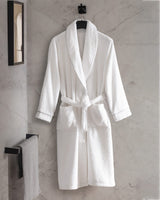 100% Cotton Unisex Bathrobe - Plush Shawl Collar Hotel Collection