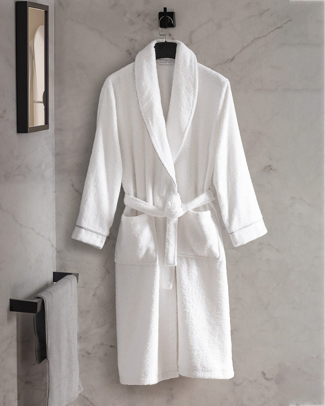 100% Cotton Unisex Bathrobe - Plush Shawl Collar Hotel Collection