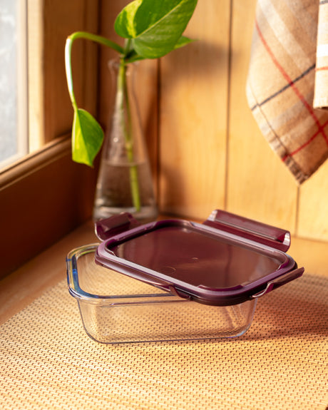 Rectangular Borosilicate Glass Food Storage Container with Lid - 650ml