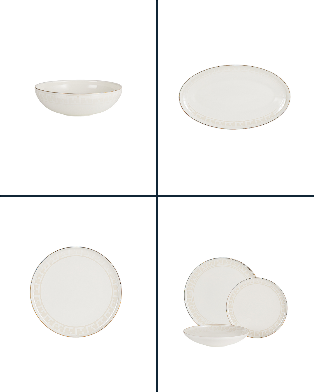 Fine Bone Porcelain 6-Person Dinner Set - Timeless Elegance