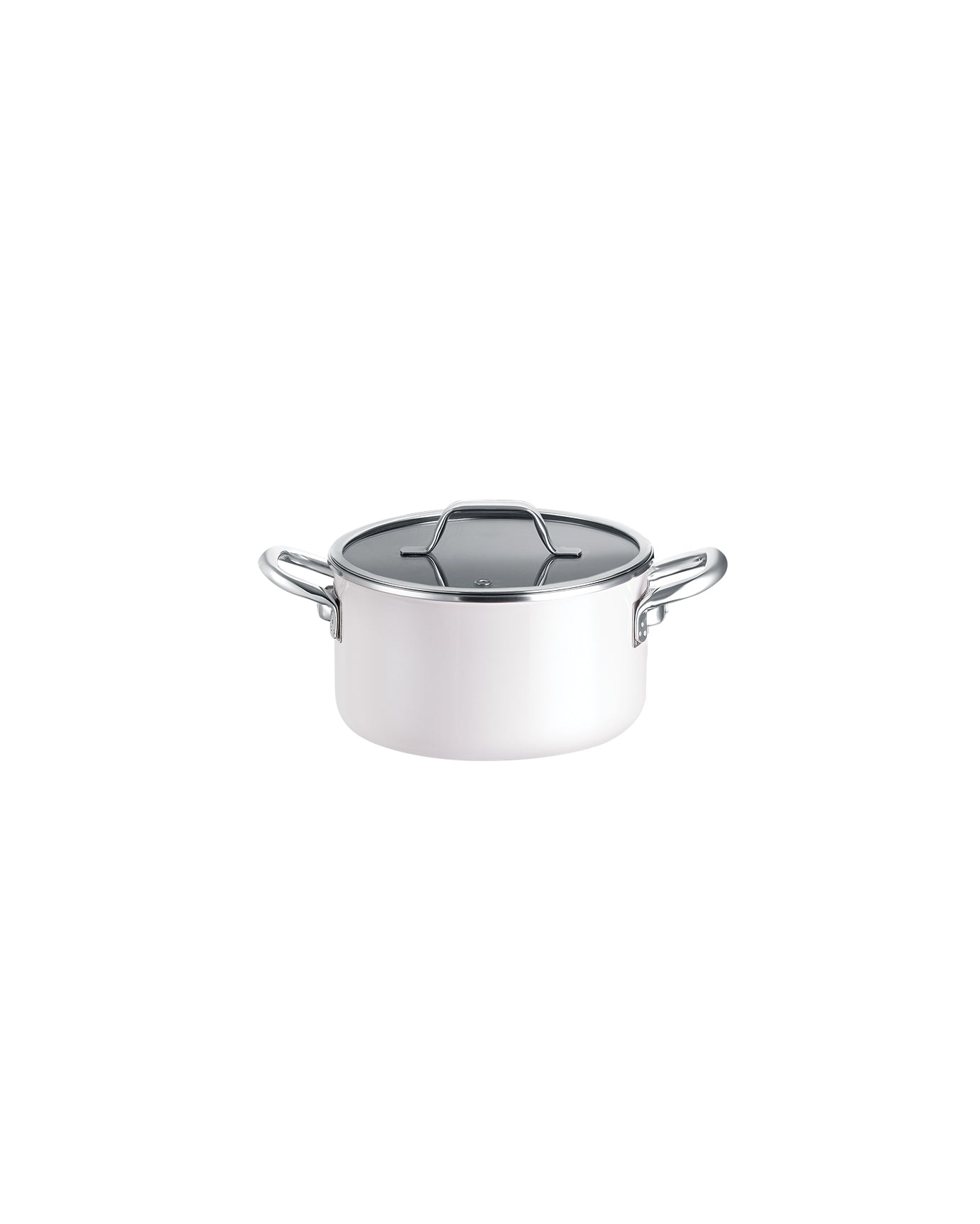 Titanium Enamel Deep Cooking Pot, 18 cm, White