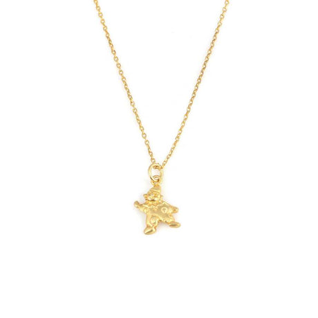 Sterling Silver Clown Charm Necklace - Yellow Rhodium Plated