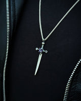 Sterling Silver Medieval Dagger Necklace - Gothic Warrior Design