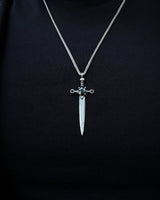 Sterling Silver Medieval Dagger Necklace - Gothic Warrior Design