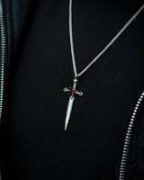 Sterling Silver Medieval Dagger Necklace - Gothic Warrior Design