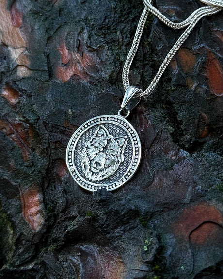 Sterling Silver Wolf Medallion - Heritage Pendant Necklace