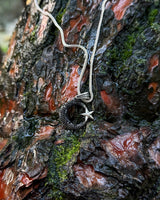 925 Sterling Silver Black Stone Crescent & Star Necklace