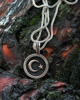 Collana con medaglione a mezzaluna nera e stella in argento sterling - simbolica