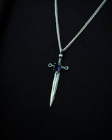 Sterling Silver Medieval Dagger Necklace - Gothic Warrior Design