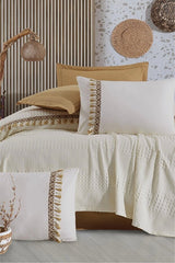 Double Pique Bedding Set - Bohamline Tasseled Design