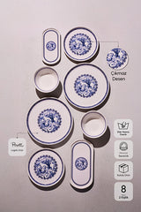 French Vintage 8 Piece Dinner Set for 2 People