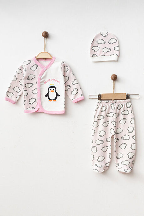Newborn Penguin 3-Piece Baby Outfit Set - 0-3 Months