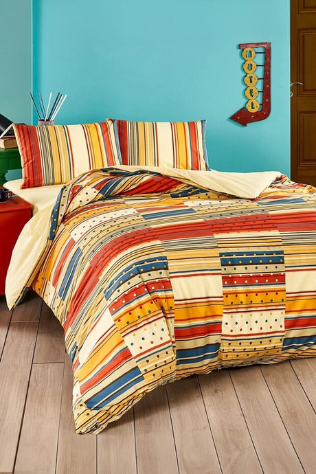 Ranforce Single Duvet Cover Set - Colorful Stripes