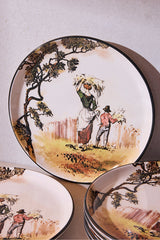 Old English The Gleaners Ceramic Dessert Plate Set - 6 Pieces, 21 cm