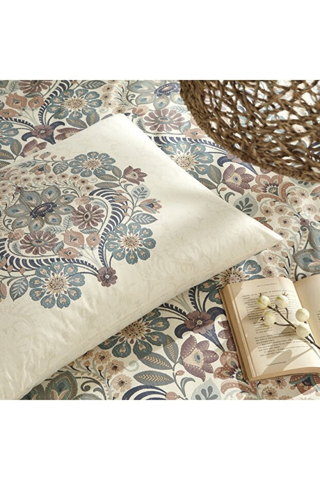 Ranforce Double Duvet Cover Set - Valeria Green Floral