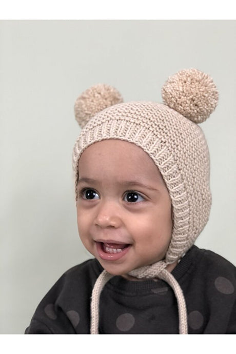 Unisex Pom-Pom Baby Knitted Bonnet 100% Cotton