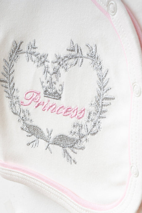 Baby Girl Princess Embroidered Cotton Newborn Hospital Exit Set - 5 Pieces