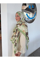 Patterned Cotton Soft Shawl - Green & Brown