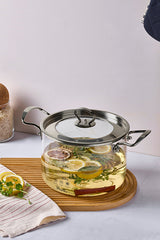 Versatile 4.5 L Glass Pot with Silver Lid and Measurement Marks
