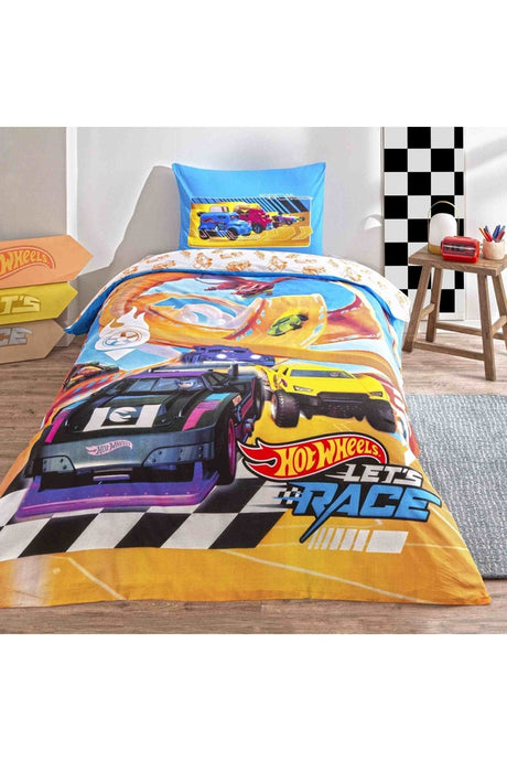 Hot Wheels Let's Race Single Duvet Cover Set - 100% Cotton