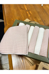 Confezione da 7 salviette per la bocca del bambino in 100% cotone a nido d'ape - confezionate in scatola