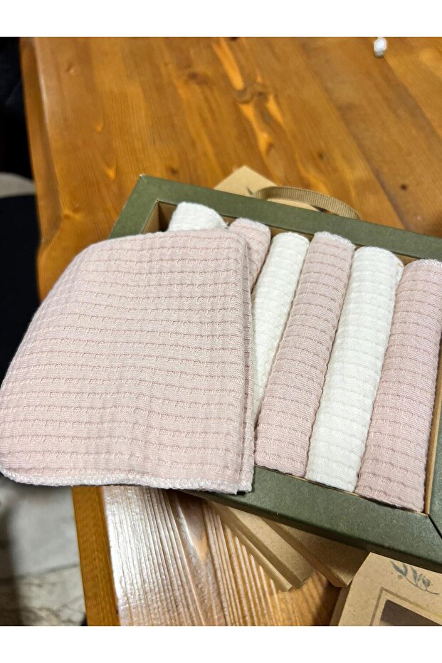 Confezione da 7 salviette per la bocca del bambino in 100% cotone a nido d'ape - confezionate in scatola