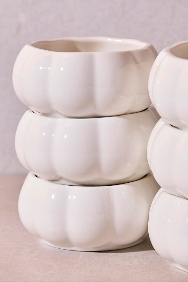 Pumpkin Shaped Ceramic Snack & Sauce Bowls - Set of 6