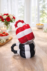 2-Piece Striped Ceramic Mug Set with Bead Handle