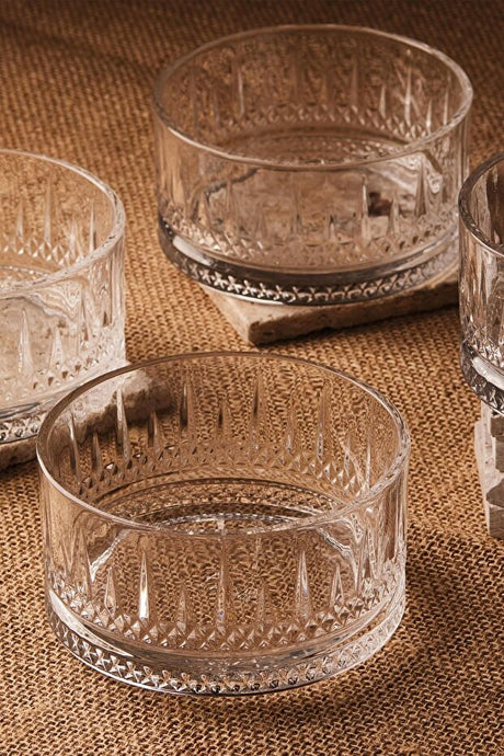 Lisboa Wide 460ml Crystal Glass Snack Bowls - Set of 4