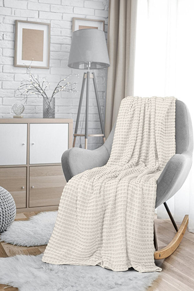 100% Cotton Waffle Bedspread - 200x230 cm Double Pike