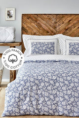 Celerina Blue 100% Cotton Single Duvet Cover Set