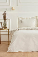Maisa Double Embroidered Duvet Cover Set - Beige