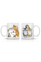Adorable Cat Couple Love Ceramic Mug Set - 2-Piece Gift for Couples