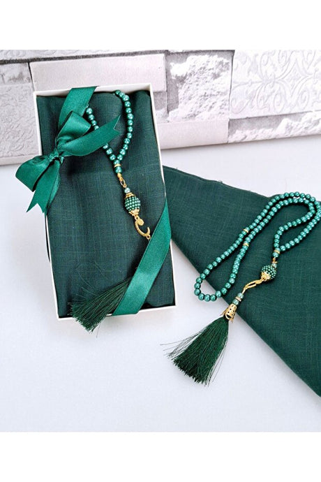 Elegant Headscarf & Pearl Prayer Beads Gift Set - Boxed