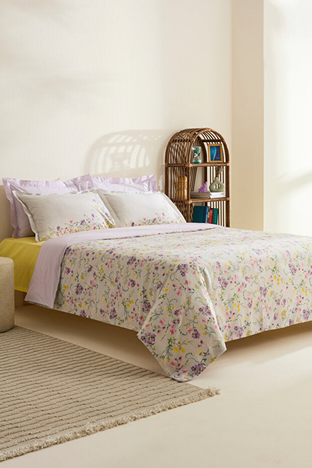Eliana 100% Cotton Single Duvet Cover Set - Lilac Floral