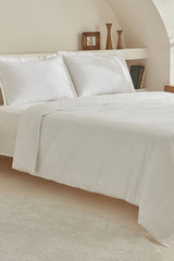 100% Cotton Double Duvet Cover Set - White & Soft