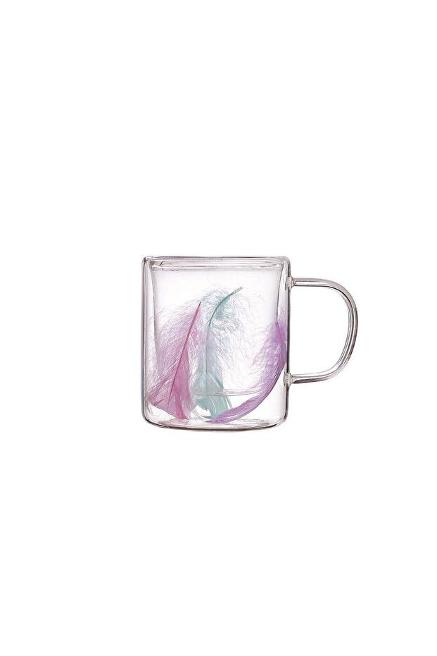 Double Feather Double-Walled Glass Mug - 300ml