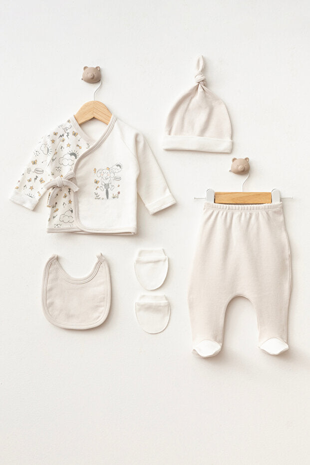 5-Piece Newborn Baby Clothing Set with Elephant Print 0-3 Months