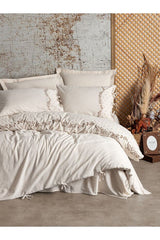 Linen Cotton Blend Double Duvet Cover Set - 6 Pieces