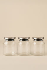 Metal Lid Glass Jar Set - 3 x 650ml Storage Containers