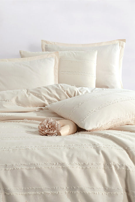100% Cotton Fringed Single Duvet Cover Set - Avola