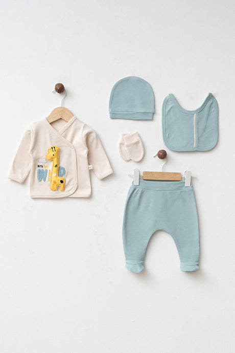 Newborn 5-Piece 100% Cotton Baby Outfit Set with Giraffe Design