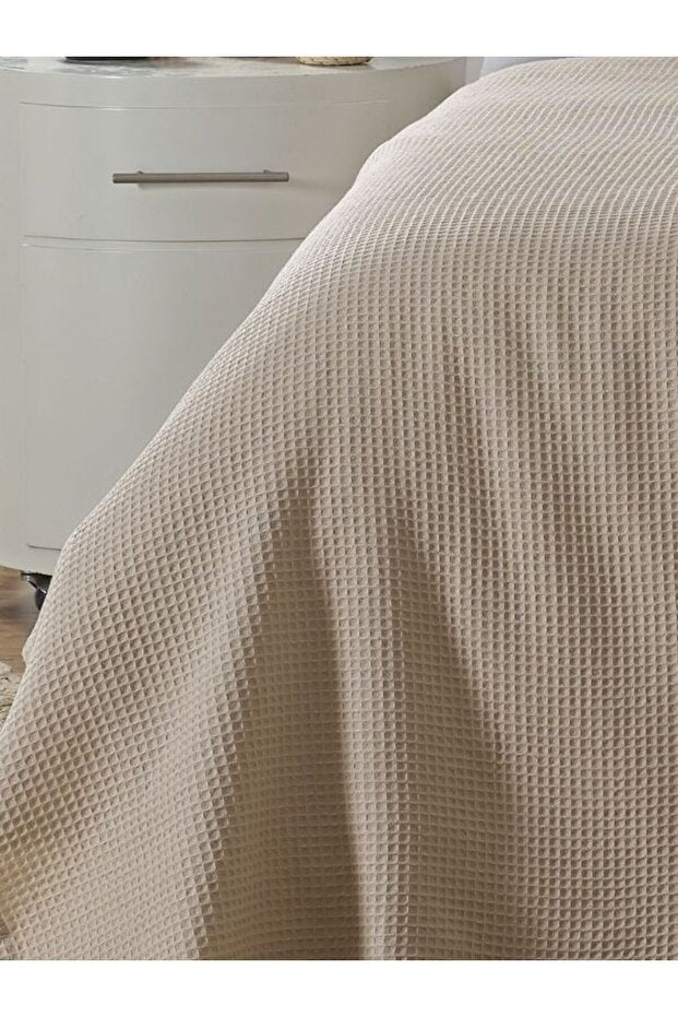 100% Organic Cotton Waffle Weave Single Bedspread 160x230cm