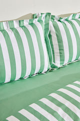 Brine 100% Cotton Single Duvet Cover Set - Green Stripes