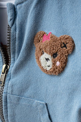 赤ちゃん用 藍染め風 3点セット（くまの刺繍付き）