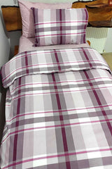 Single Plaid Duvet Cover Set - Rose Dry